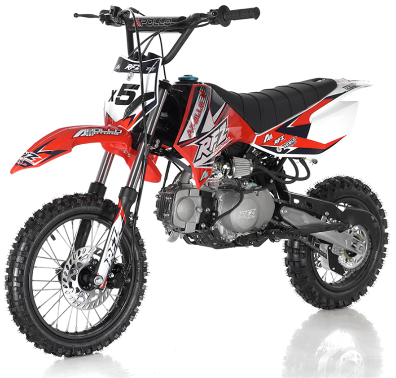 Apollo 125cc X5 Dirt Bike, 4-Speed Manual, 14/12 inch Wheels, Age 8 and up