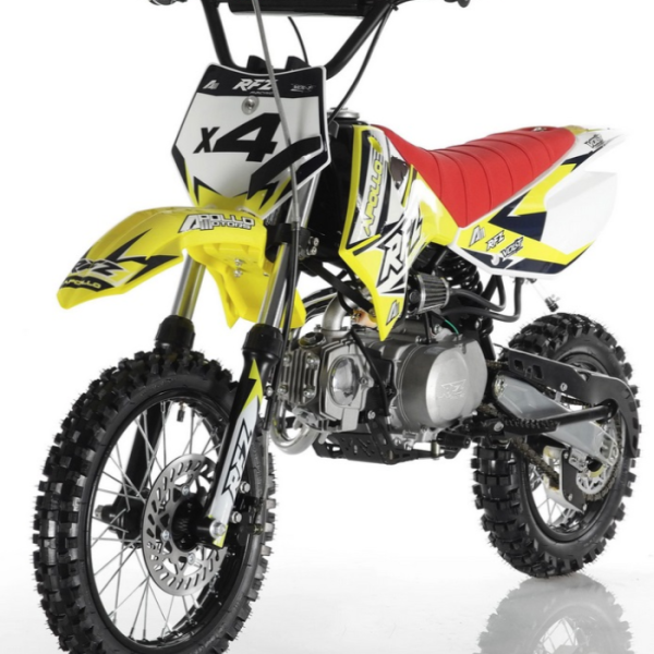 Apollo 110cc RFZ X4 Dirt Bike, 4-Speed Semi-Automatic, 14/12 inch Wheels, Ages 8 and up