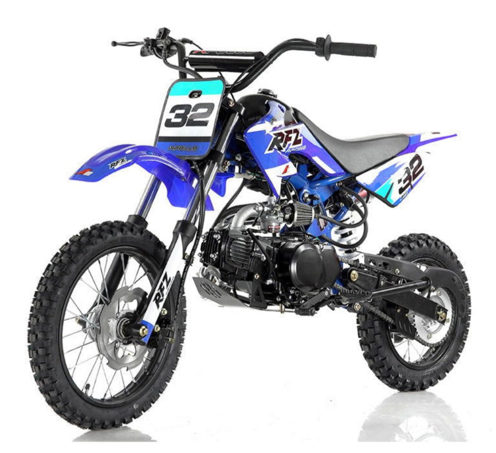 Apollo DB32 110cc Kids Dirt Bike, 4-Speed Semi-Automatic, 14/12 inch Wheels, Ages 8 and up