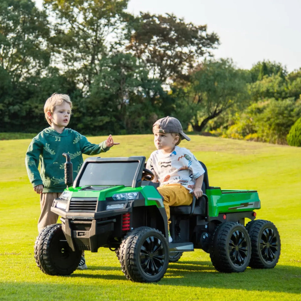 24V 6 Wheeler Freddo Tractor Trailer 2 Seater Ride-on with Dump Cart and Parental Remote - Image 2