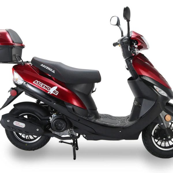 Ascend R-2 50cc Street Scooter, Automatic, Front Disc Brake, LED Headlight, Trunk Included, 50 State Legal