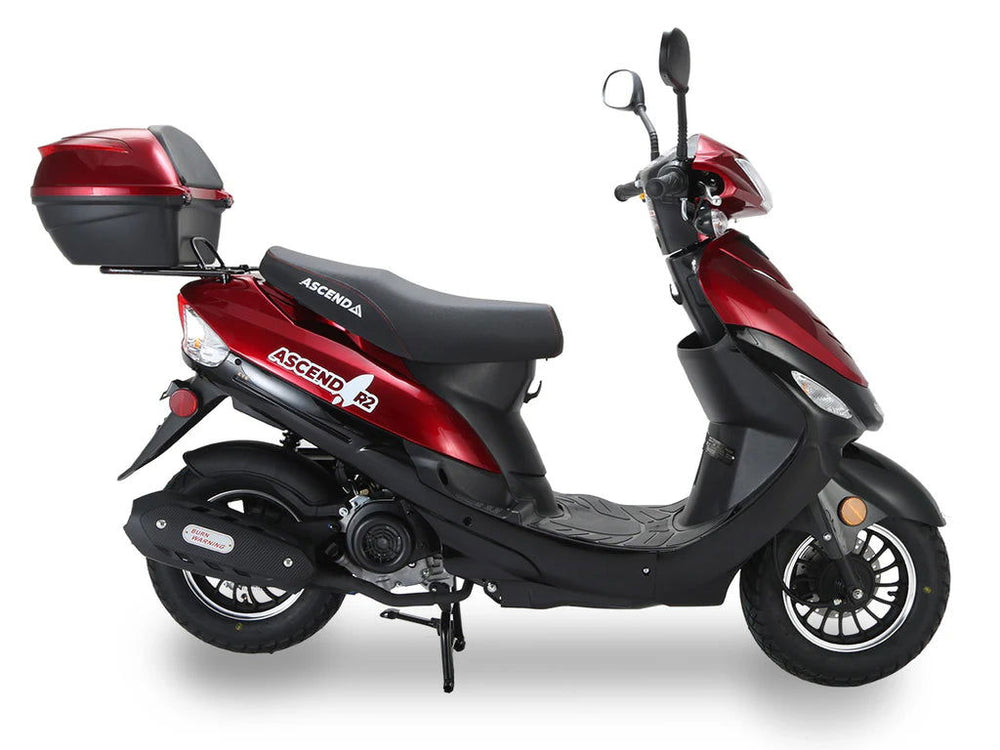 Ascend R-2 50cc Street Scooter, Automatic, Front Disc Brake, LED Headlight, Trunk Included, 50 State Legal - Image 2