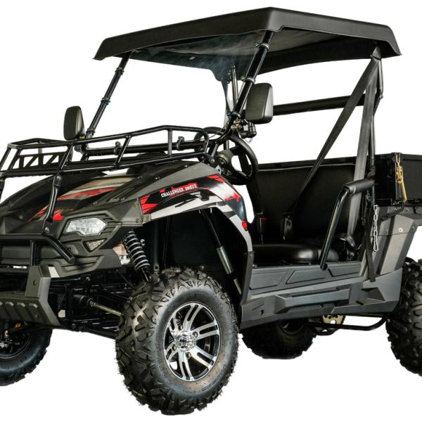 TrailMaster Challenger 200EUX UTV Side-by-Side, Front Cargo Rack, Rear Dump Bed, Deluxe Alloy Wheels, LED Light Bar