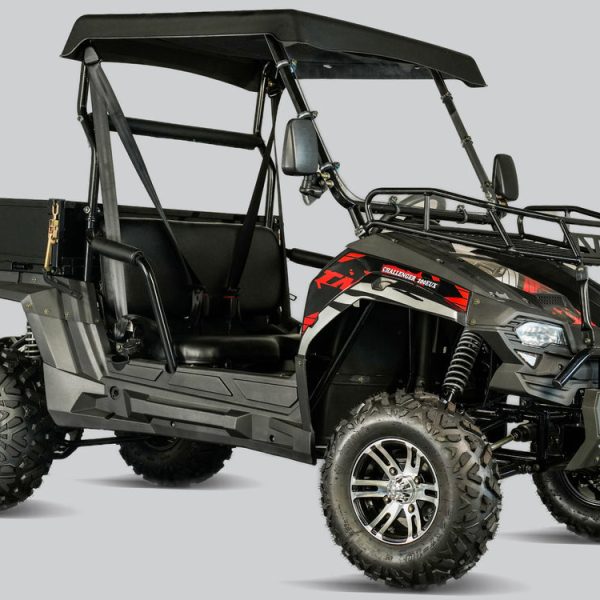 TrailMaster Challenger 200EUX UTV Side-by-Side, Front Cargo Rack, Rear Dump Bed, Deluxe Alloy Wheels, LED Light Bar