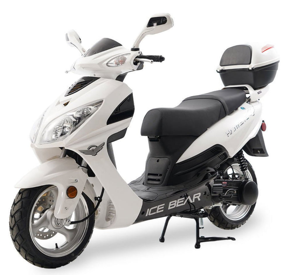 Hawkeye 150cc Street Scooter, Automatic, Front Disc Brake, 13 inch Aluminum Wheels, Trunk Included