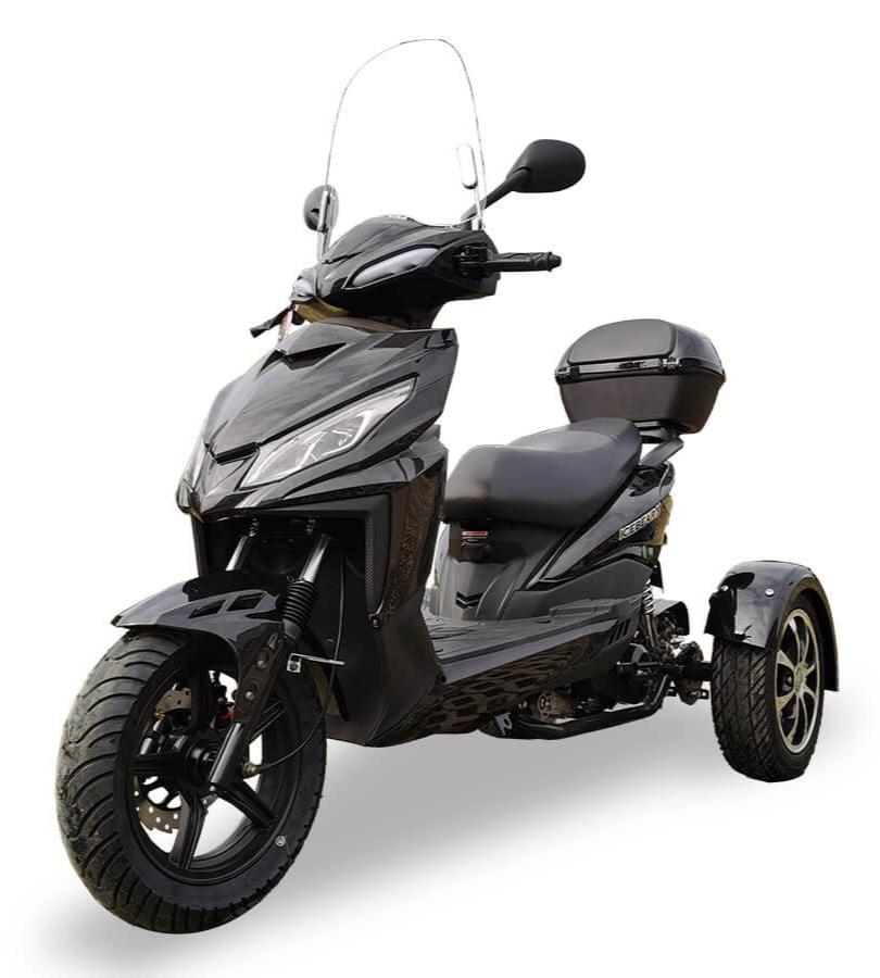 Mojo 50cc Street Trike, Automatic, Disc Brakes, Aluminum Wheels, Trunk and Windshield Included