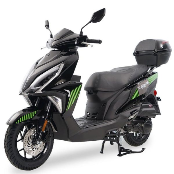 Clash 150cc Street Scooter, Automatic Shifting, Front Disc/Rear Drum Brakes, LED Accent Lighting