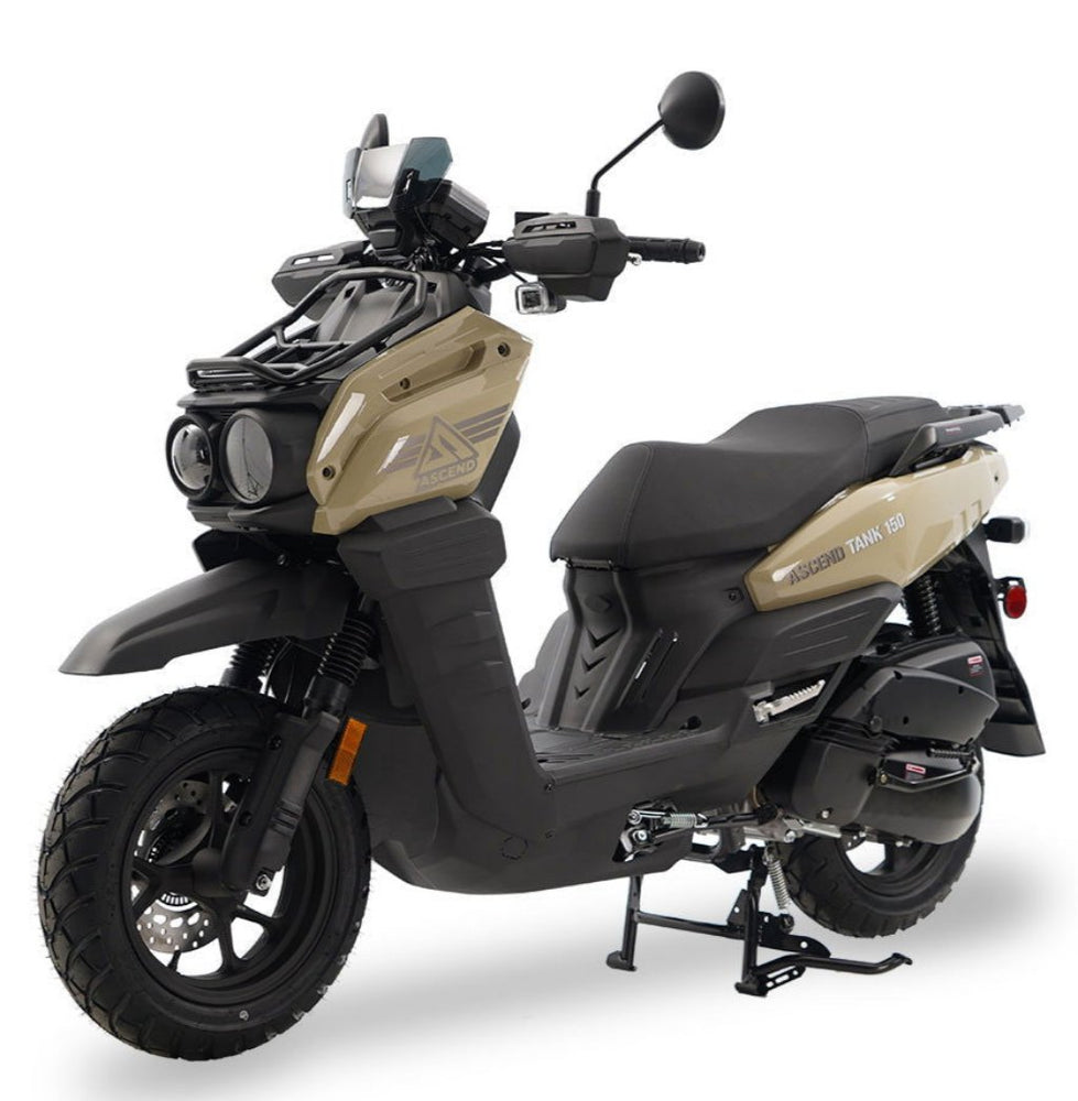 Tank 150cc Street Scooter, Automatic Shifting, Full Disc Brakes, 12 inch Wheels, LED Lights
