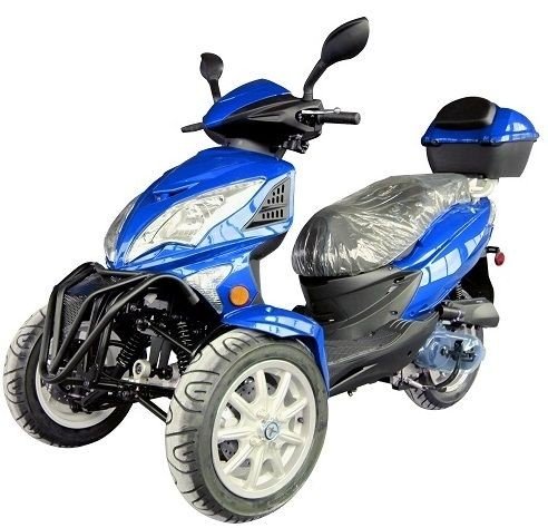 Topstar 50cc Trike, 3-Wheel Motorcycle, Automatic Shifting, Trunk, 12-inch Wheels