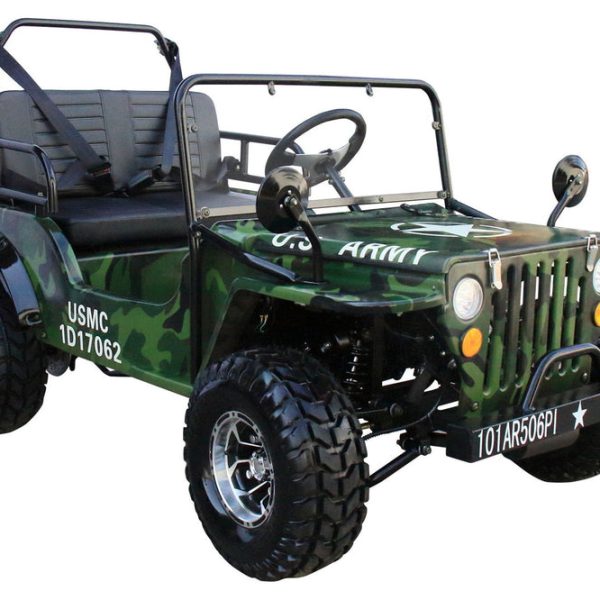 Willys Style Jeep Go Kart, 125cc Gas Engine, 3-speed with Reverse, Ages 12 and up